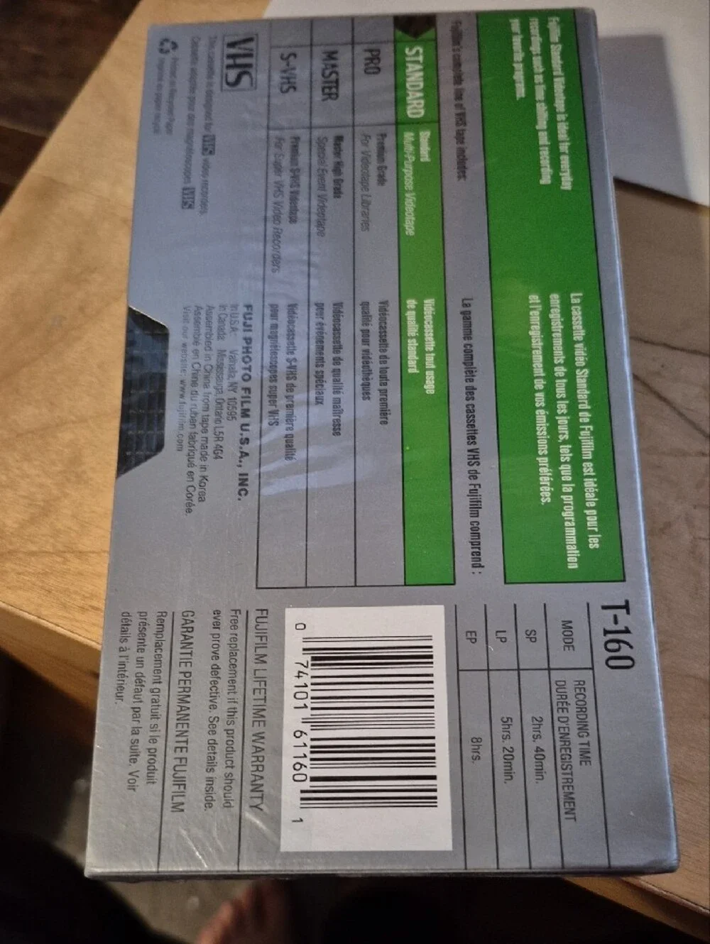 Fujifilm T-160 VHS Videocassette – Green/Blue Packaging